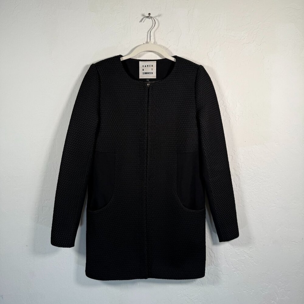 Karen BY Simonsen Black Pockets Textured Long Sleeves Drew Jacket Size 34